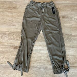 Lulu's Army Green Track Pants with Elastic Waistband and Adjustable Ankle Cuffs
